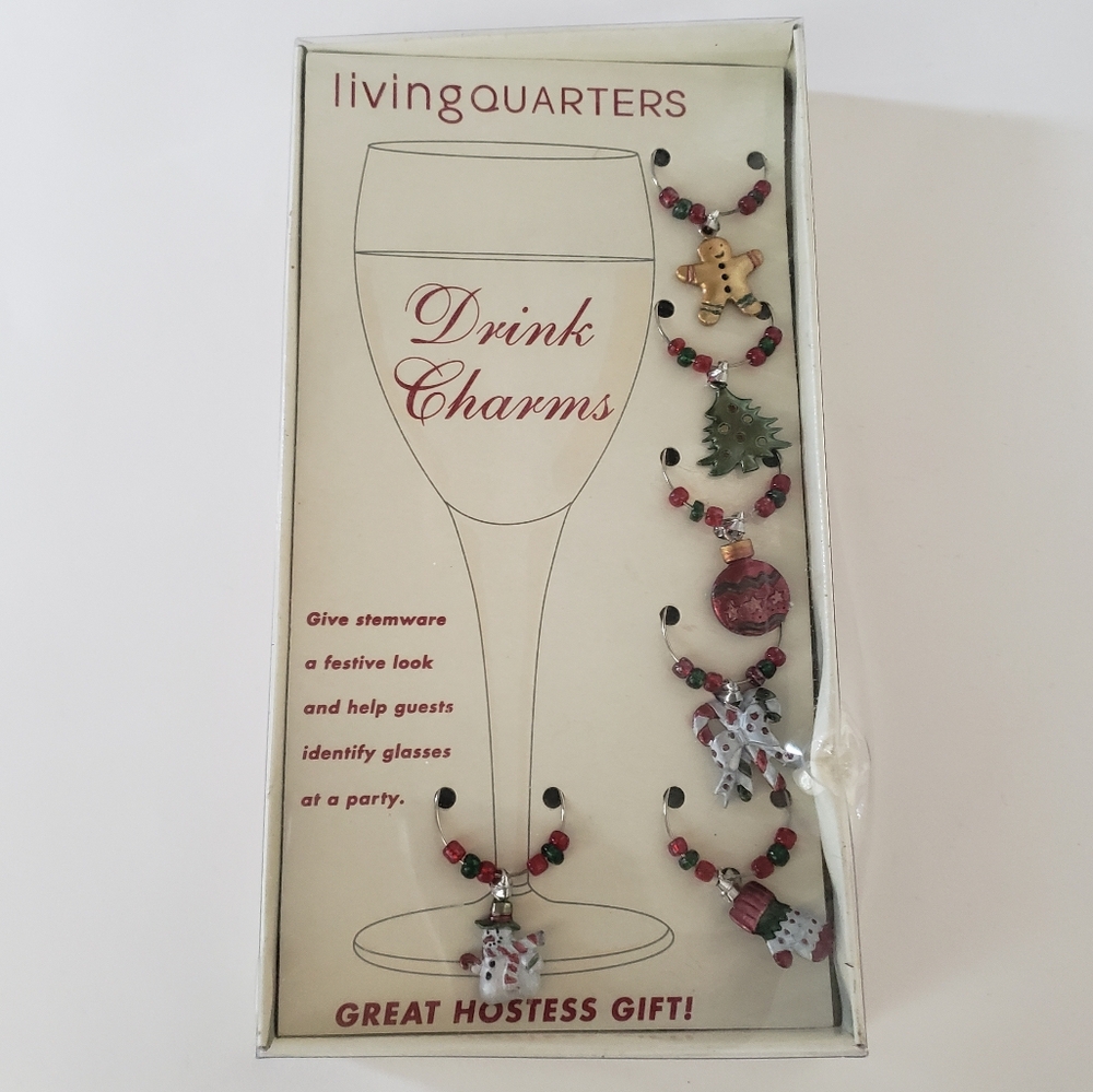 Living Quarters Christmas Drink Charms Wine Glass Charms